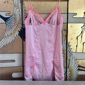 Vintage Betsey Johnson Pink Chemise with Lace Accents